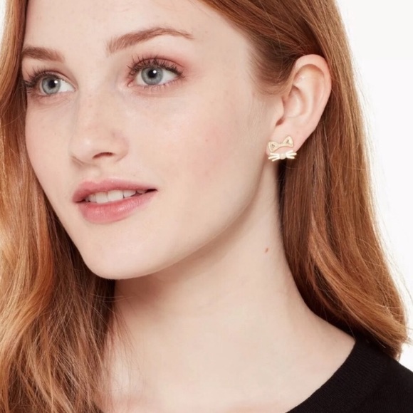 New Kate Spade Gold Out West Cat Jacket Earring - Picture 3 of 3